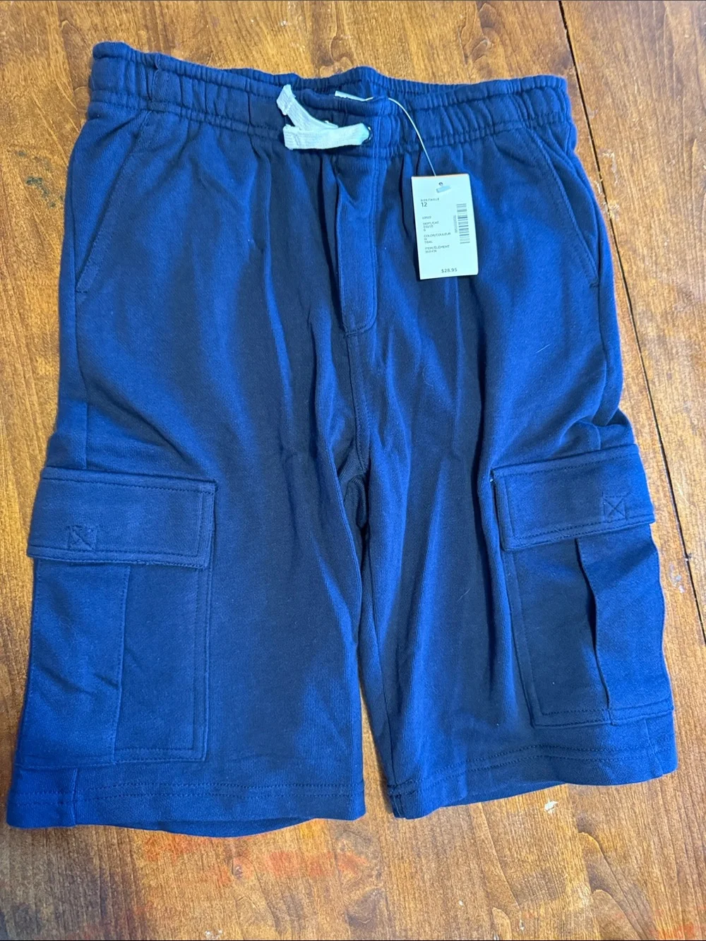 Boys Navy Cargo Sweatshorts - Casual Drawstring Shorts
